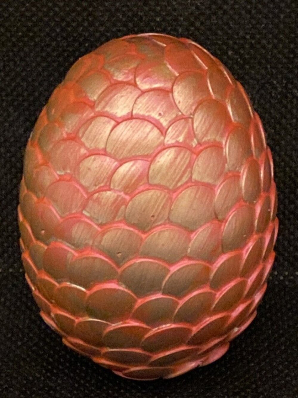 Orange Pink Iridescent Dragon Egg Handmade 2.5" Gold Metal Scales
